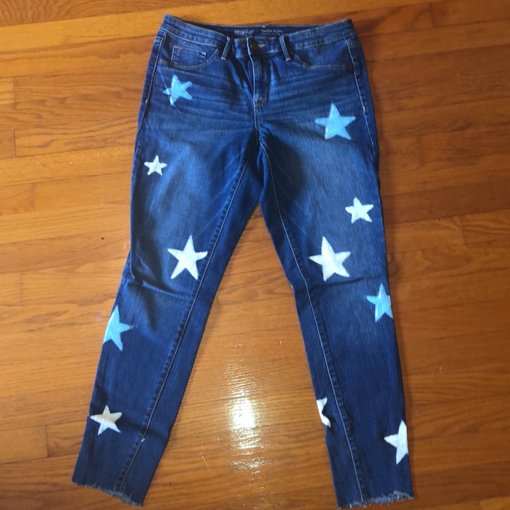 Hand painted stars skinny jeans